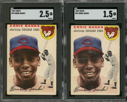1954 Topps #94 Ernie Banks SGC-Graded Rookie Cards Pair (2)